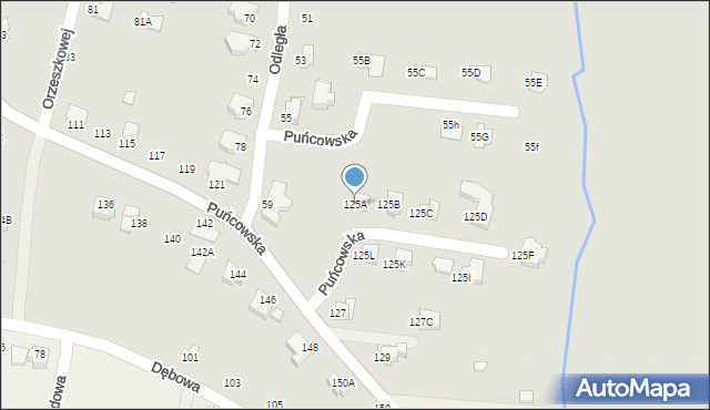 Cieszyn, Puńcowska, 125A, mapa Cieszyna