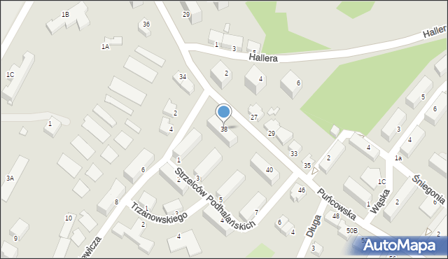 Cieszyn, Puńcowska, 38, mapa Cieszyna