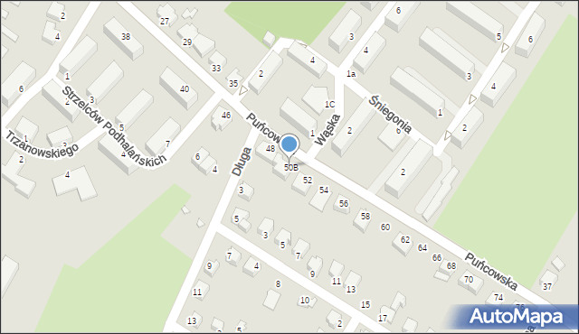 Cieszyn, Puńcowska, 50B, mapa Cieszyna