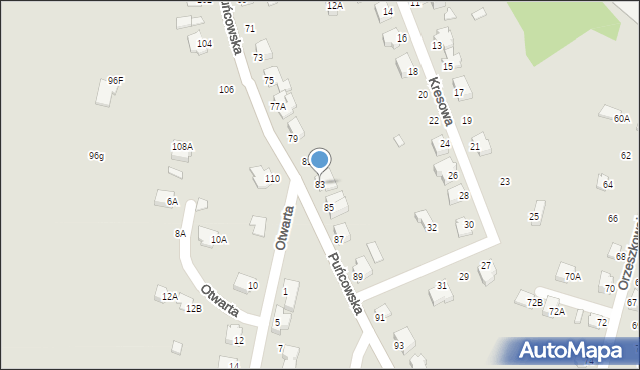 Cieszyn, Puńcowska, 83, mapa Cieszyna