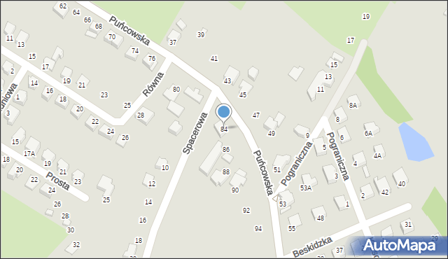 Cieszyn, Puńcowska, 84, mapa Cieszyna