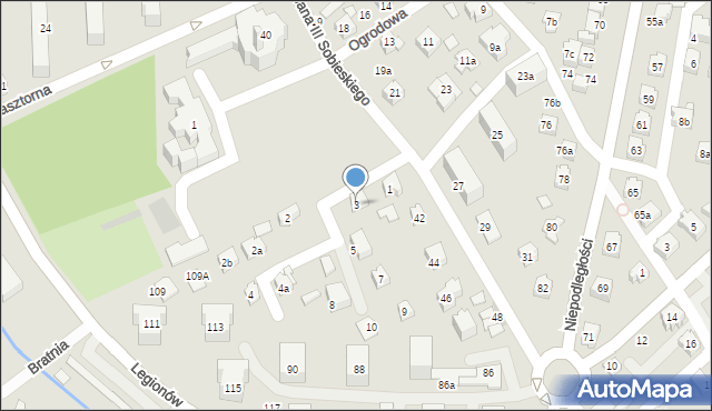 Czechowice-Dziedzice, Puszkina Aleksandra, 3, mapa Czechowic-Dziedzic