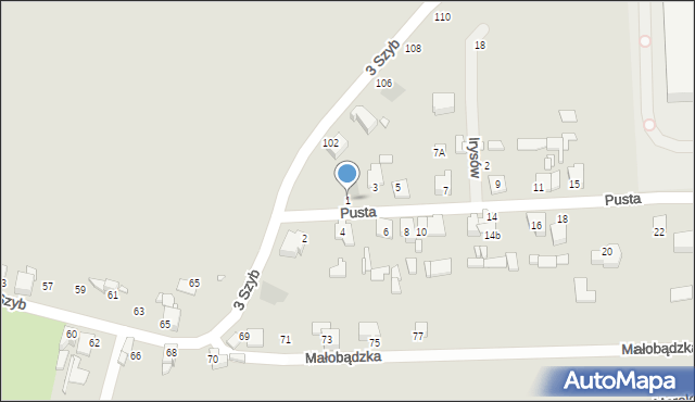 Czeladź, Pusta, 1, mapa Czeladź