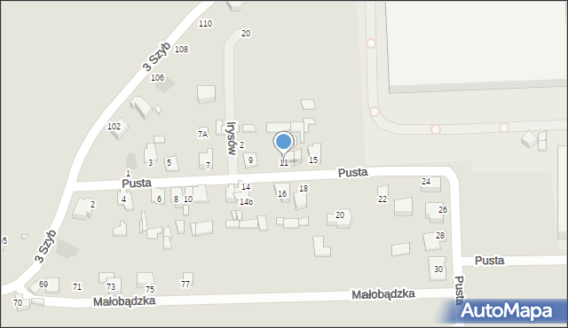 Czeladź, Pusta, 11, mapa Czeladź