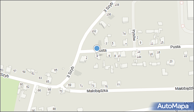 Czeladź, Pusta, 4, mapa Czeladź