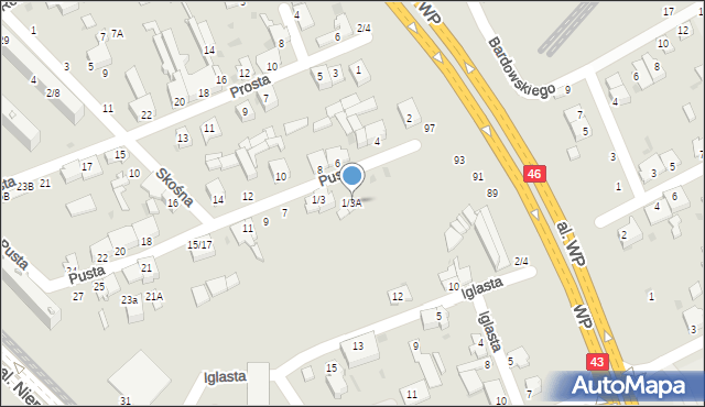 Częstochowa, Pusta, 1/3A, mapa Częstochowy