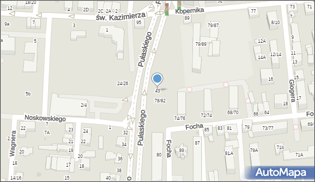 Częstochowa, Pułaskiego Kazimierza, gen., 43, mapa Częstochowy