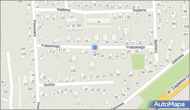 Dąbrowa Górnicza, Pułaskiego, 16, mapa Dąbrowa Górnicza