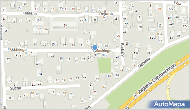 Dąbrowa Górnicza, Pułaskiego, 26, mapa Dąbrowa Górnicza