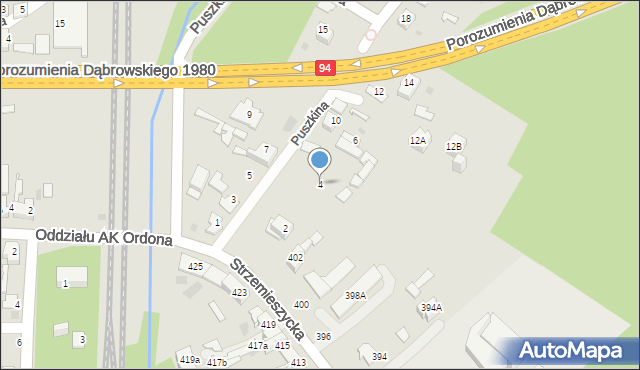 Dąbrowa Górnicza, Puszkina Aleksandra, 4, mapa Dąbrowa Górnicza