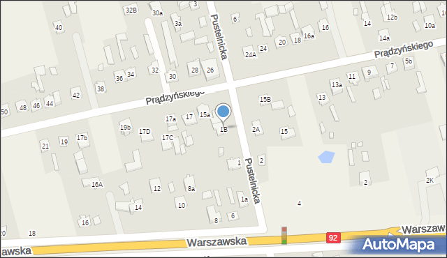 Dębe Wielkie, Pustelnicka, 1B, mapa Dębe Wielkie
