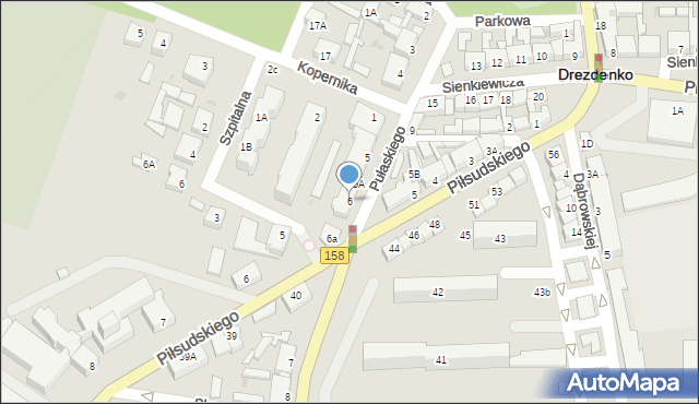 Drezdenko, Pułaskiego, 6, mapa Drezdenko