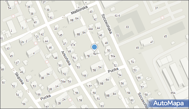 Gdańsk, Pucka, 7A, mapa Gdańska