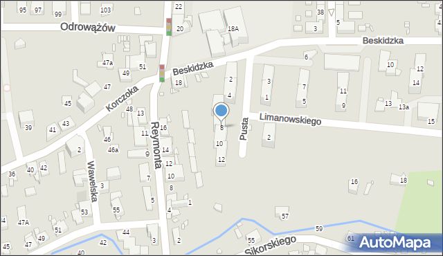 Gliwice, Pusta, 8, mapa Gliwic