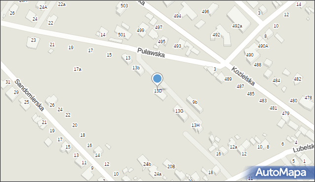 Gliwice, Puławska, 13D, mapa Gliwic