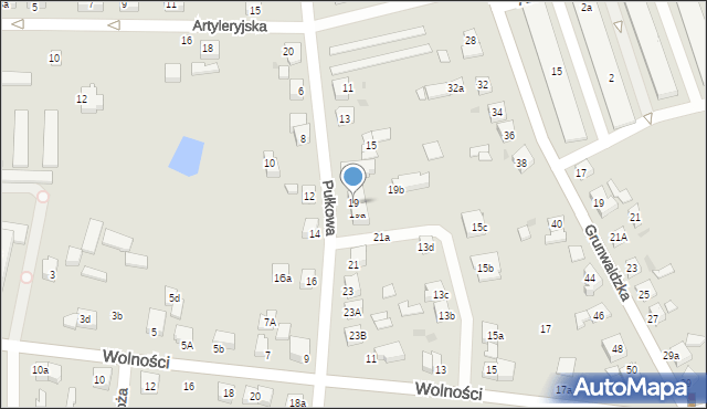 Gniezno, Pułkowa, 19, mapa Gniezna