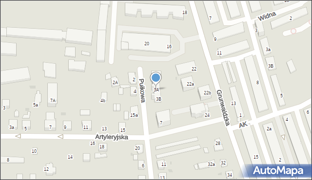 Gniezno, Pułkowa, 3A, mapa Gniezna