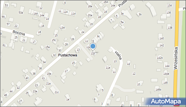 Gniezno, Pustachowska, 11c, mapa Gniezna