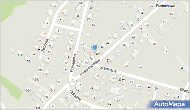 Gniezno, Pustachowska, 48a, mapa Gniezna