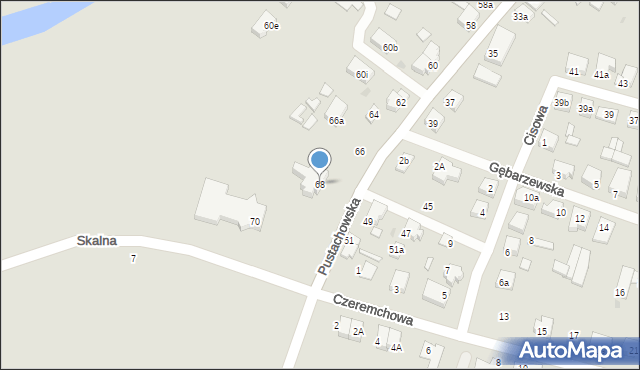 Gniezno, Pustachowska, 68, mapa Gniezna