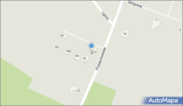 Gniezno, Pustachowska, 96, mapa Gniezna