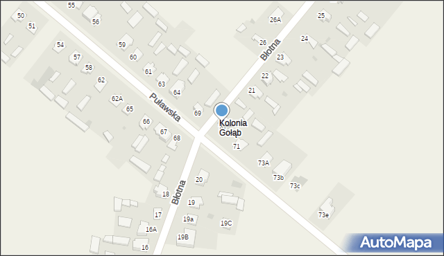 Gołąb, Puławska, 72, mapa Gołąb