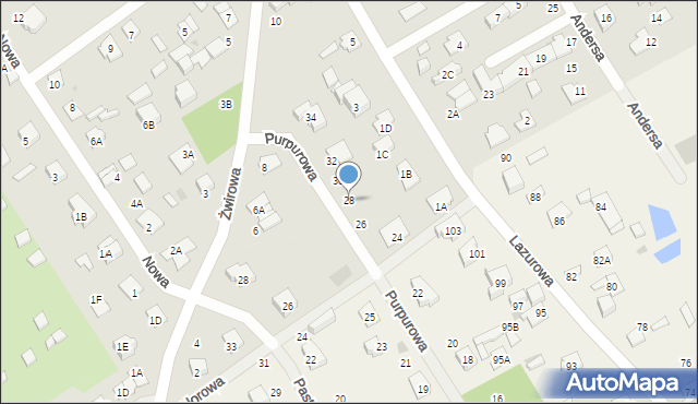 Grodzisk Mazowiecki, Purpurowa, 28, mapa Grodzisk Mazowiecki