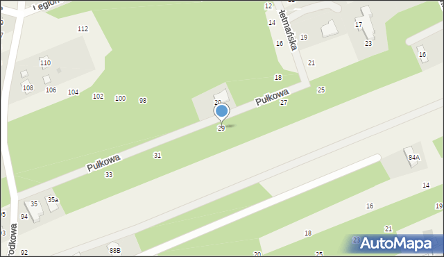 Kady, Pułkowa, 29, mapa Kady