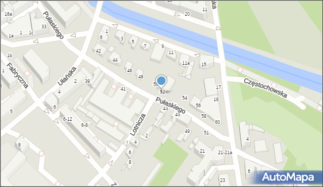 Kalisz, Pułaskiego Kazimierza, gen., 52-54, mapa Kalisza