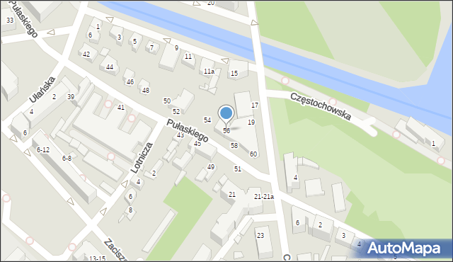 Kalisz, Pułaskiego Kazimierza, gen., 56, mapa Kalisza