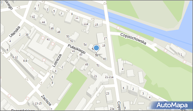 Kalisz, Pułaskiego Kazimierza, gen., 58, mapa Kalisza