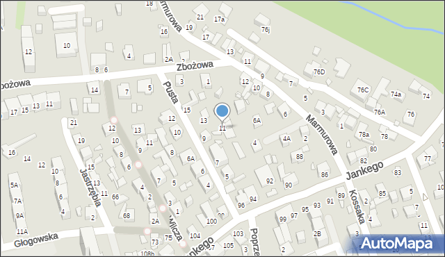 Katowice, Pusta, 11, mapa Katowic