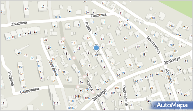 Katowice, Pusta, 6A, mapa Katowic