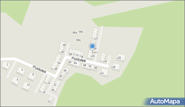 Katowice, Pustułek, 102, mapa Katowic