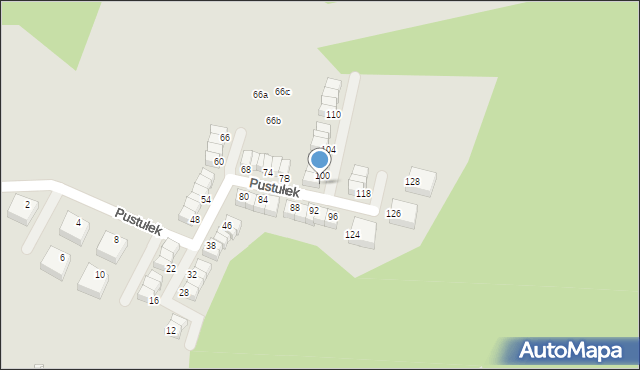 Katowice, Pustułek, 98, mapa Katowic