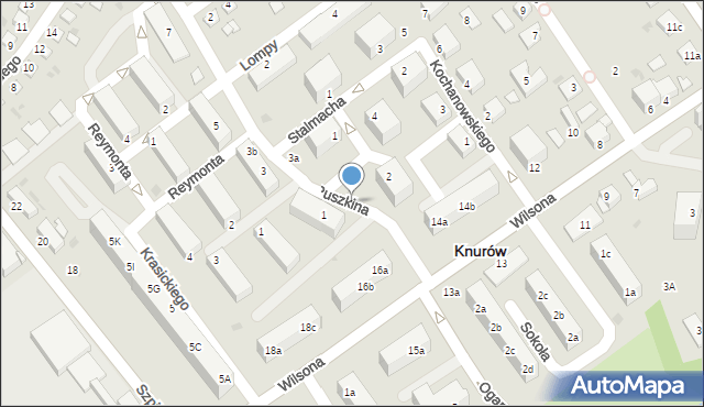 Knurów, Puszkina Aleksandra, 1a, mapa Knurów