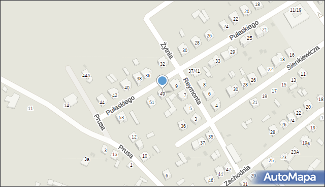 Koniecpol, Pułaskiego, 49, mapa Koniecpol