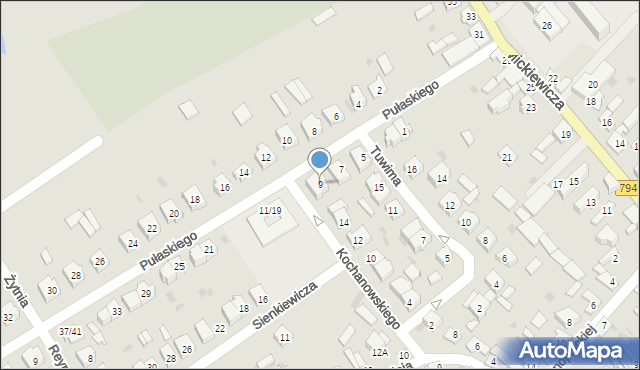 Koniecpol, Pułaskiego, 9, mapa Koniecpol