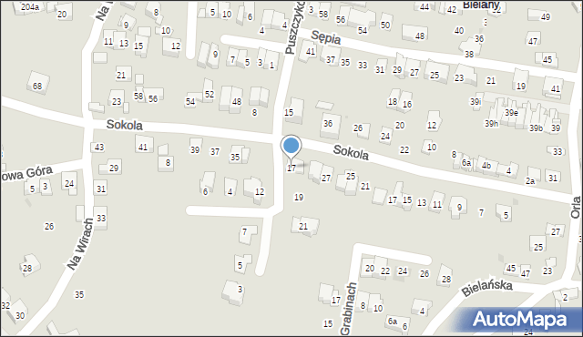 Kraków, Puszczyków, 17, mapa Krakowa