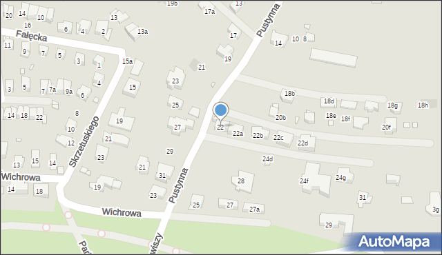 Kraków, Pustynna, 22, mapa Krakowa