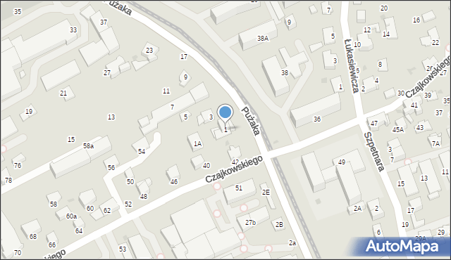 Krosno, Pużaka Kazimierza, 1, mapa Krosna