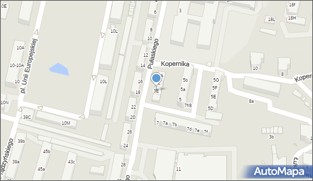Krosno Odrzańskie, Pułaskiego, 3E, mapa Krosno Odrzańskie