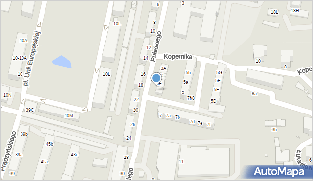 Krosno Odrzańskie, Pułaskiego, 3G, mapa Krosno Odrzańskie