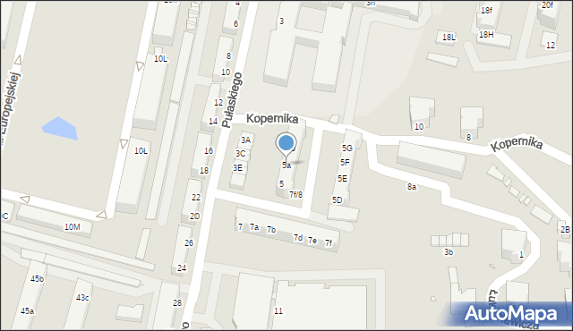Krosno Odrzańskie, Pułaskiego, 5a, mapa Krosno Odrzańskie