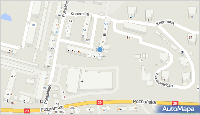 Krosno Odrzańskie, Pułaskiego, 7f, mapa Krosno Odrzańskie