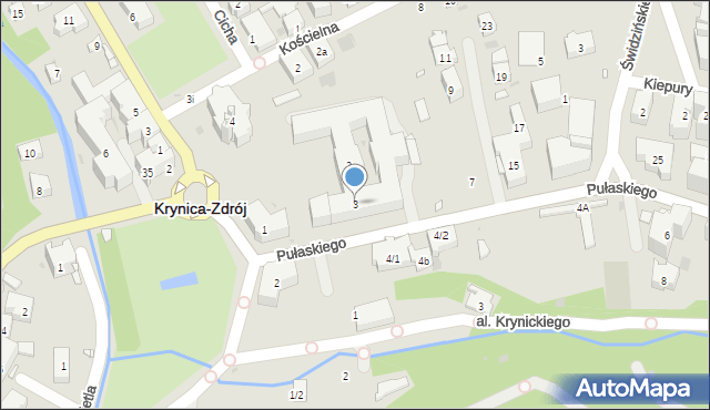 Krynica-Zdrój, Pułaskiego Kazimierza, gen., 3, mapa Krynica-Zdrój