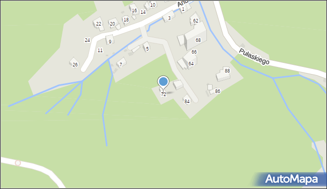 Krynica-Zdrój, Pułaskiego Kazimierza, gen., 72, mapa Krynica-Zdrój