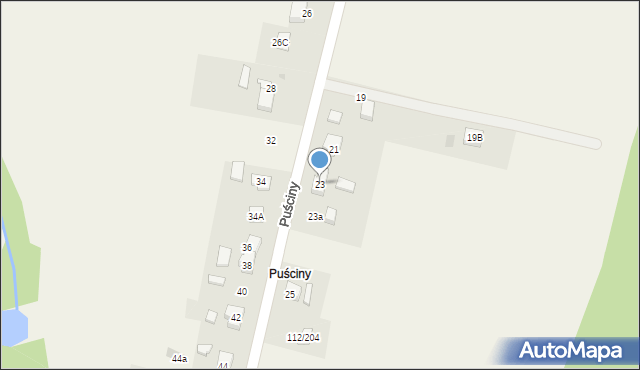 Łazy, Puściny, 23, mapa Łazy