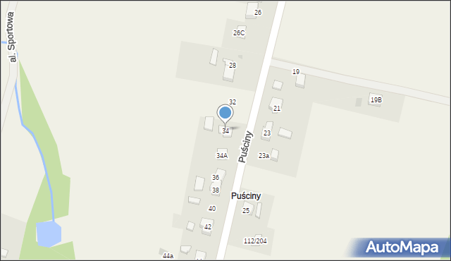 Łazy, Puściny, 34, mapa Łazy