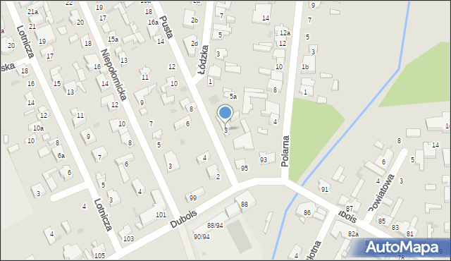 Łódź, Pusta, 3, mapa Łodzi